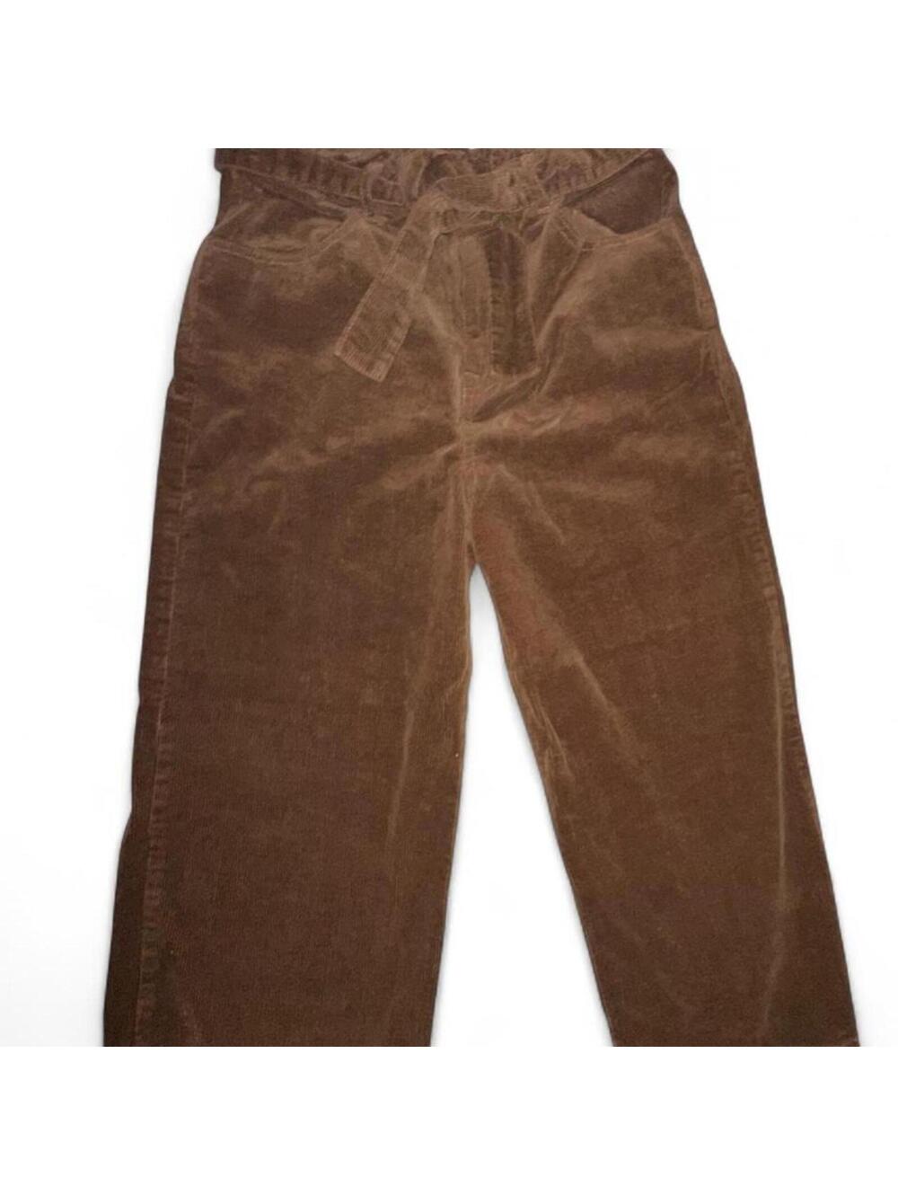 Brown Corduroy Paperbag Waist Wide Leg Pants Women’s Medium